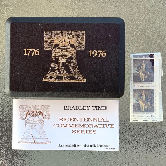 1976 Bicentennial Pocket Watch and U.S. Postage Stamps - Picture 7 of 14